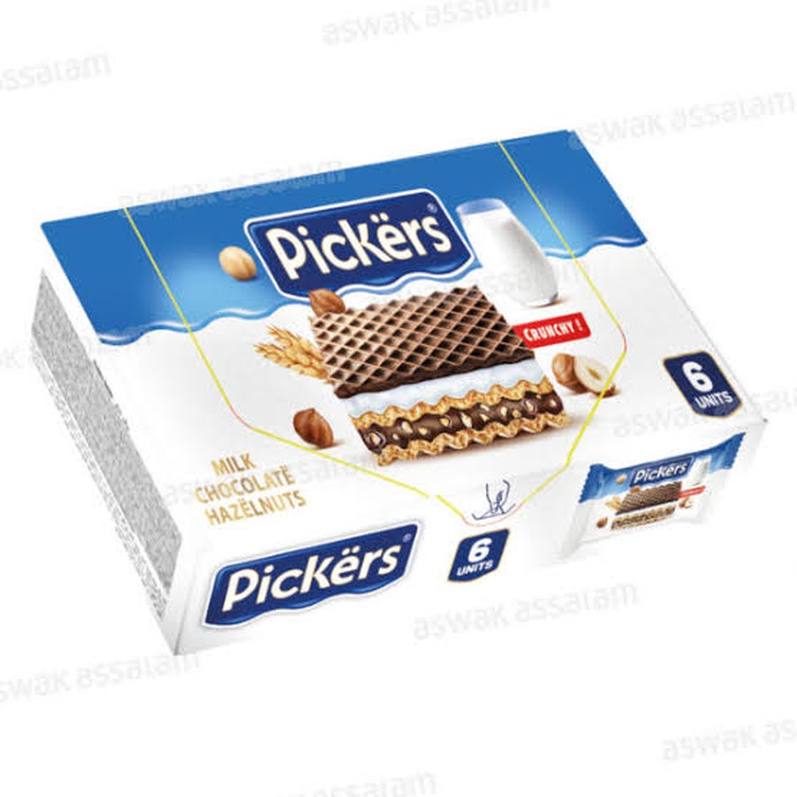 Pickers Crunchy 6 x 25 g milk chocolate hazelnut wafer box